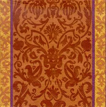 Serviette Schnörkel, braun-gold, Rarität